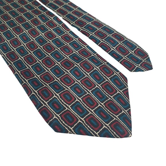 Vintage Ferrell Reed Men Tie Made in USA Geometric Pattern Designer Italian Silk - Picture 2 of 5
